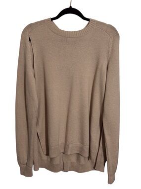 Tods Womens NWT Large Brown Wool Silk Cashmere Sweater Fly Away Back Cutout